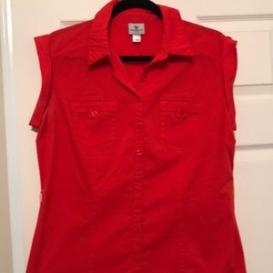 Ladies Red Button Down